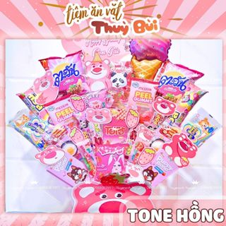 Bánh Kẹo Màu Hồng / Thế Giới Đồ Ăn Vặt Màu Hồng, Kẹo Gấu Dâu Losto...