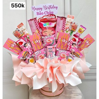 Bánh Kẹo Màu Hồng / Thế Giới Đồ Ăn Vặt Màu Hồng, Kẹo Gấu Dâu Losto...