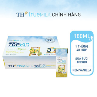 Thùng 48 hộp sữa tươi tiệt trùng TOPKID kem vanilla tự nhiên TH Tr...