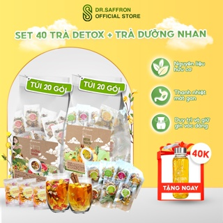 Set 40 gói trà detox và trà dưỡng nhan mix vị giúp đẹp da, đẹp dán...