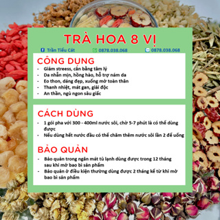 TRÀ HOA 8 VỊ - SET HÚT CHÂN KHÔNG 10 GÓI - Hàng loại 1...