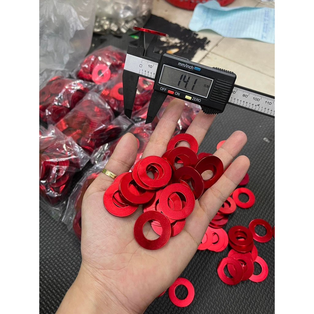 Long đền nhôm đỏ , lông đền đỏ trơn 4ly 5ly 6ly 8ly 10ly 12ly 14ly...