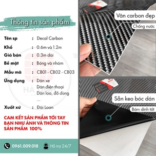 Decal carbon dán xe máy ô tô 5d, decan vân cacbon nhám bóng dán đi...