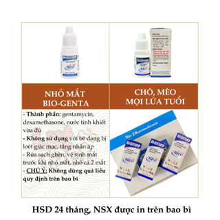 Nhỏ mắt chó mèo Bio genta drop - vệ sinh giác mạc, ngừa viêm đỏ ng...