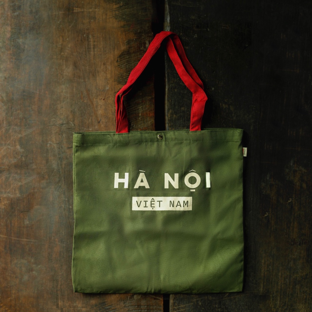 Túi vải canvas Cộng Cà Phê xanh quai đỏ...