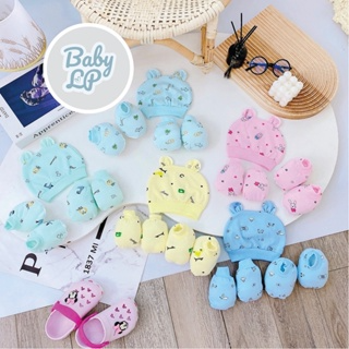 Sét mũ kèm bao tay bao chân HỌA TIẾT 5 MÓN chất cực đẹp đáng yêu c...