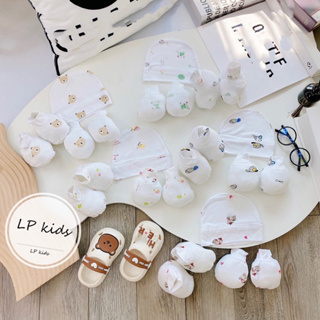 Sét Mũ Kèm Bao Tay Bao Chân HỌA TIẾT 5 MÓN Chất Pettit Tông Nền Tr...