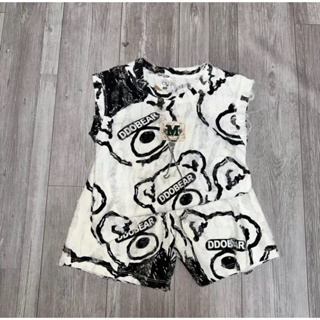 BỘ BA LỖ COTTON XƯỚC GẤU ĐÍNH TAG XÍCH PHONG CÁCH CHO BÉ 8-18KG...