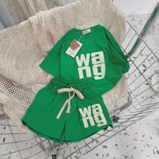 [9-42kg] Bộ cộc tay cotton bé gái in hình chữ AN in nổi, set quần ...