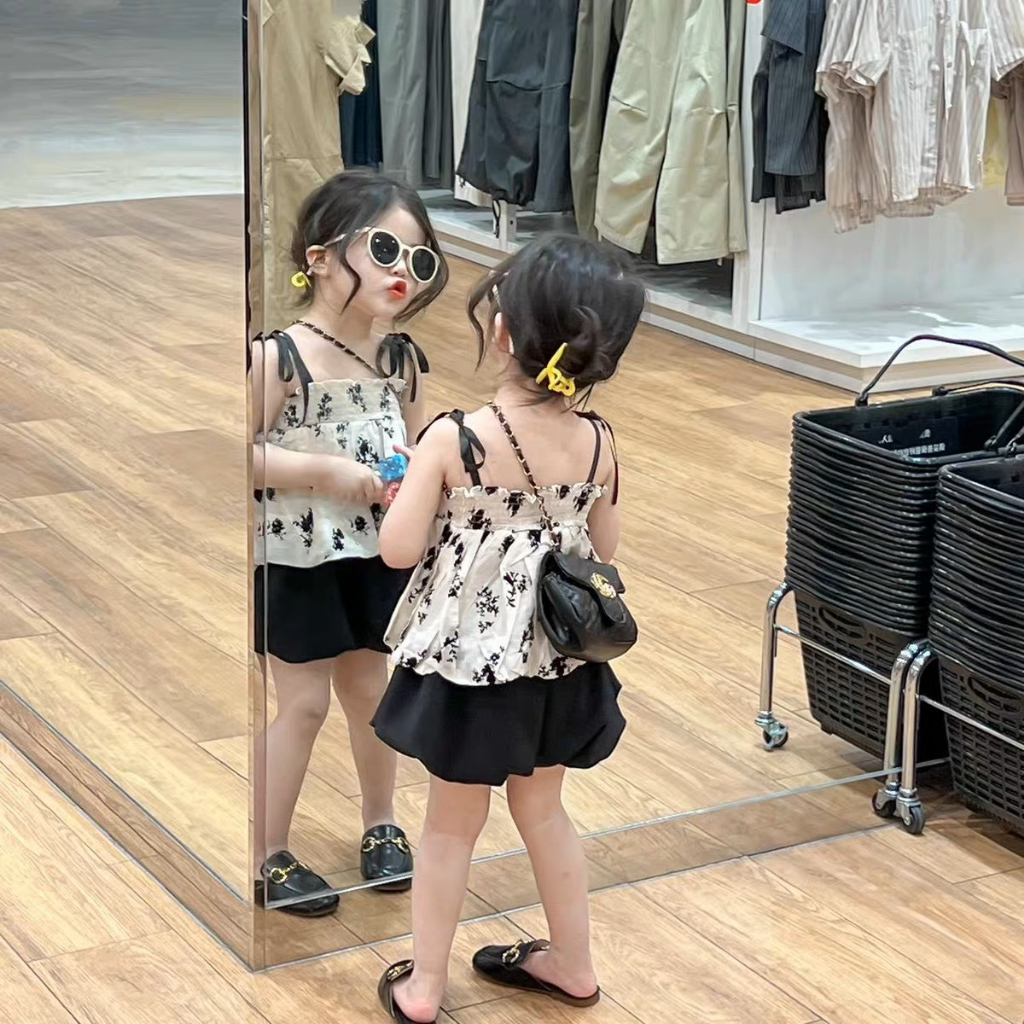 Quần áo bé gái- Set Áo 2 Dây Hoa Nhí Chun Ngực Xinh Xắn Cho Bé 1-8...