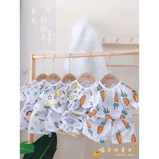 BỘ COTTON GIẤY CỘC TAY CÀI VAI MÙA HÈ CHO BÉ NHIỀU HÌNH NGỘ NGHĨNH...