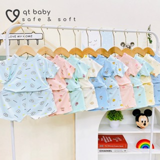 [A144 - Mềm, Mát] Bộ Cộc Tay Thun Lạnh Ava Cổ Tròn, Cúc Vai, Nền M...