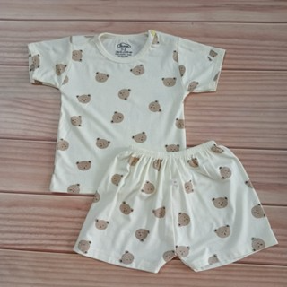 [A144 - Mềm, Mát] Bộ Cộc Tay Thun Lạnh Ava Cổ Tròn, Cúc Vai, Nền M...