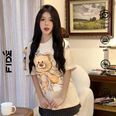 Áo Thun Fide TEEDY Form Rộng Tay Lỡ Unisex Nam Nữ Cổ Tròn Ulzzang ...