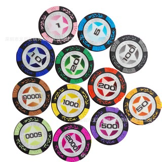 Chip poker có số, phỉnh poker dòng lúa mạch  ngôi sao chất nhựa ca...