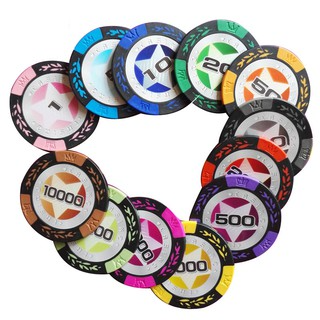 Chip poker có số, phỉnh poker dòng lúa mạch  ngôi sao chất nhựa ca...