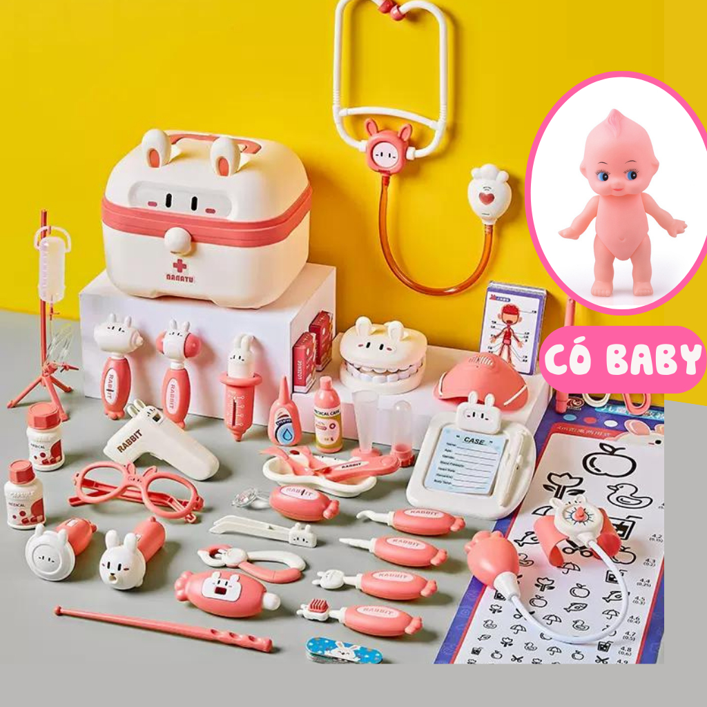 Bộ Đồ chơi bác sĩ xe cứu thương cho bé trai gái cao cấp mô phỏng t...