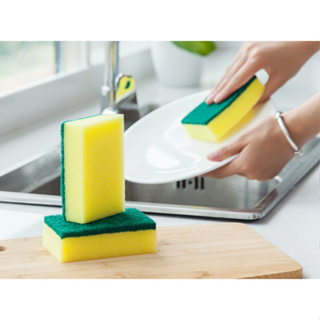 Miếng rửa chén bát 2 mặt xanh vàng cọ rửa xoong...