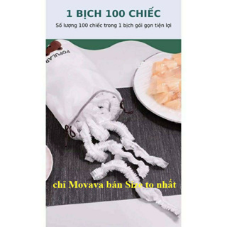 Màng bọc thực phẩm co giãn siêu dai có chun hình túi gấu set 100 c...