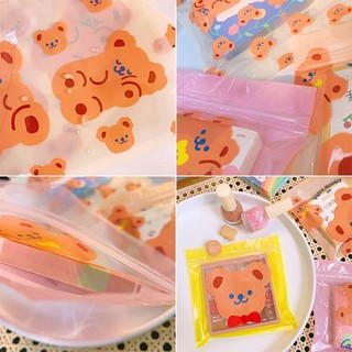 Túi zip mini bag Hàn Quốc, túi zip nhỏ đựng bánh kẹo hình gấu cute...