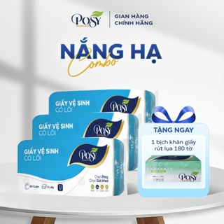 [COMBO NẮNG HẠ] Combo 3 bịch giấy vệ sinh 10 cuộn 3 lớp Posy có lõ...