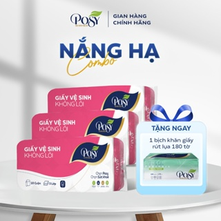 [COMBO NẮNG HẠ] Combo 3 bịch giấy vệ sinh 10 cuộn 3 lớp Posy có lõ...