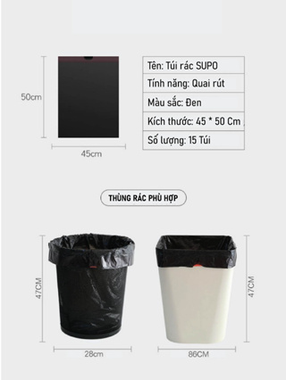 Túi đựng rác có quai rút tiện lợi SUPO MART kích thước 45x50 cm tú... Túi đựng rác có quai rút tiện lợi SUPO MART kích thước 45x50 cm tú...