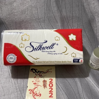 Giấy ăn giấy rút đa năng lau tay, lau bếp gói 100 tơ x 2 lơp Silkw...