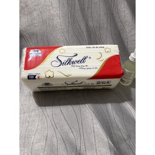 Giấy ăn giấy rút đa năng lau tay, lau bếp gói 100 tơ x 2 lơp Silkw...