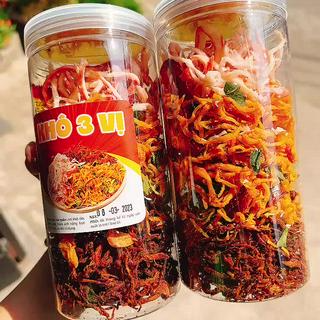 Khô 3 Vị Mix hộp 300gr  KHÔ GÀ  KHÔ HEO  MỰC SỢI HẤP DỪA đo ăn văt...