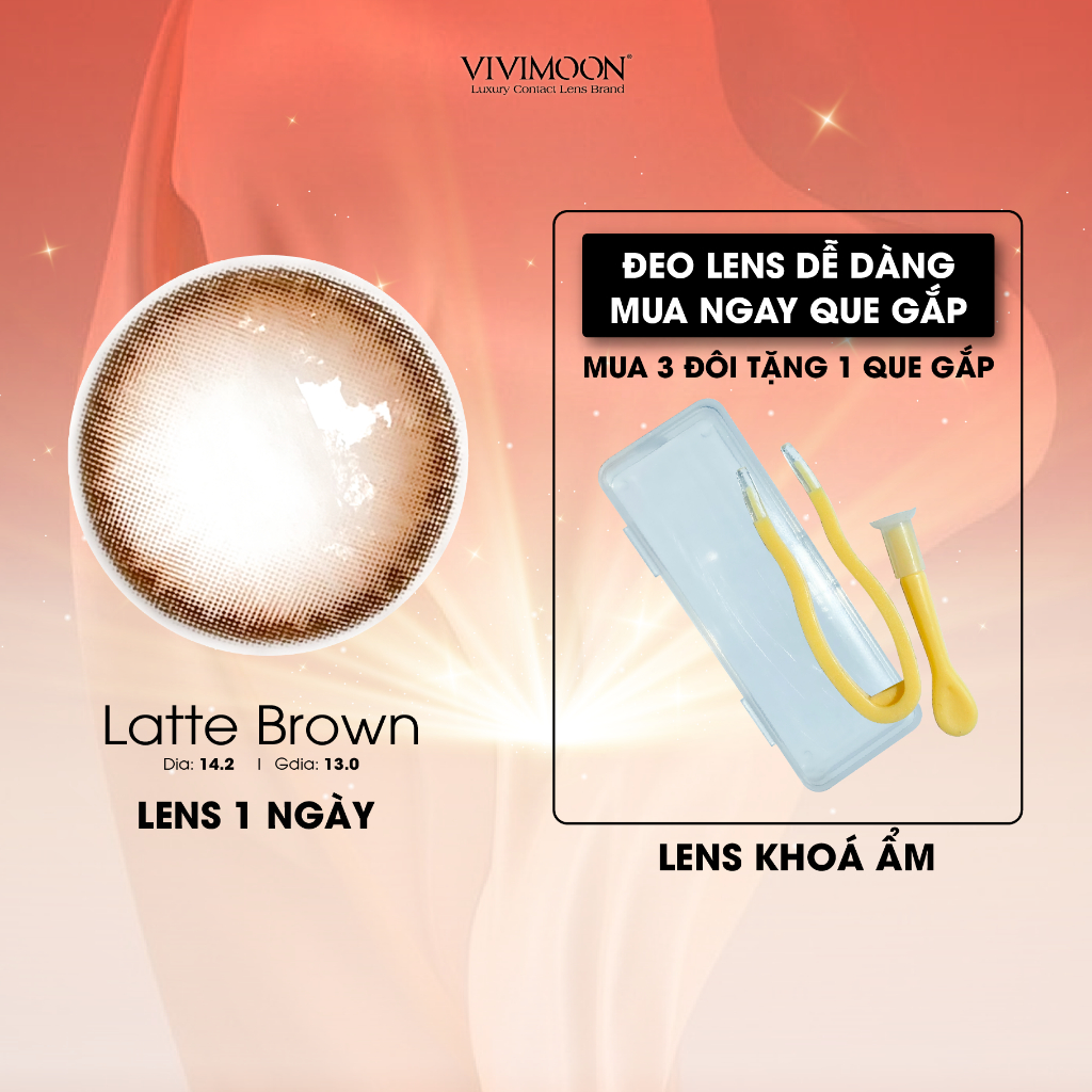 Lens cận 1 ngày màu nâu tự nhiên VIVIMOON khóa ẩm Latte Brown giá ...