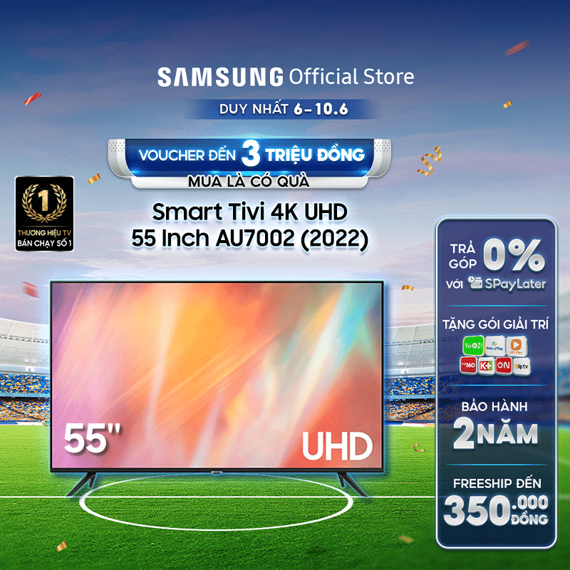 Smart Tivi Samsung 4K UHD 55 Inch UA55AU70...