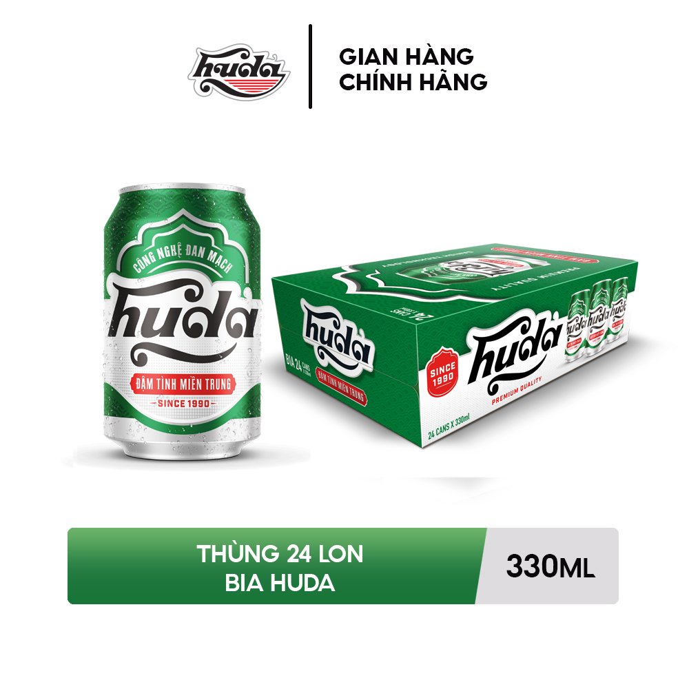 Nồng độ cồn 4.7% - Thùng 24 lon bia Huda 330ml (330ml/lon)...