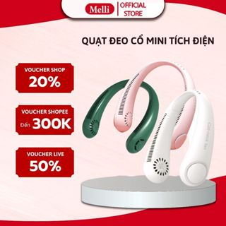 Quạt Đeo Cổ Mini Tích Điện Không Cánh Melli 3 Chế Độ Gió Sạc Usb T...