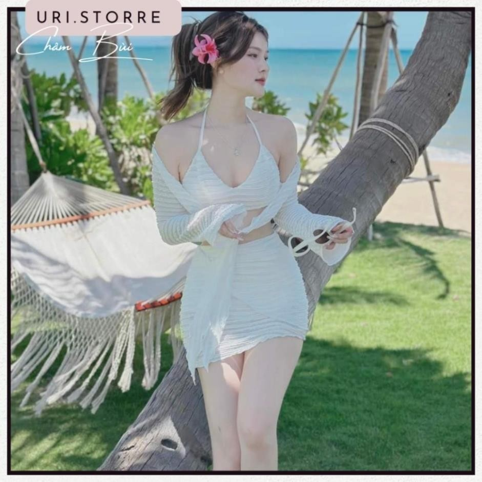 Set Đi Biển, Set Bikini Hàng Loại 1, Set 3 Món Chất Tằm Xốp Nhăn N...