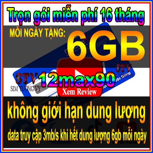 Sim 4G mobifone gói mdt250A -12fd50 ,12max90, ed60 trọn gói sử dụn...