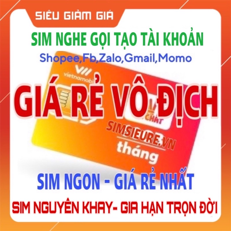 SIM VIETNAMMOBILE NGHE GỌI, TẠO TÀI KHOẢN Chuyên Shope,fb,zal,gmai...