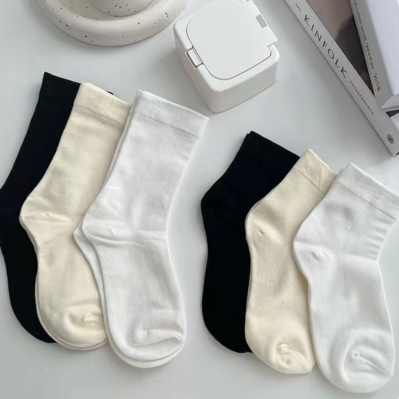 Tất Cổ Cao NữVớ cotton Cổ Cao Nữ Hàn Quốc Gân Trơn Nhiều Màu...