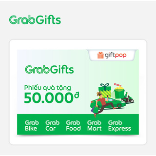 Toàn quốc [Evoucher] Phiếu Quà Tặng GrabGifts 50K - Sử dụng được c...
