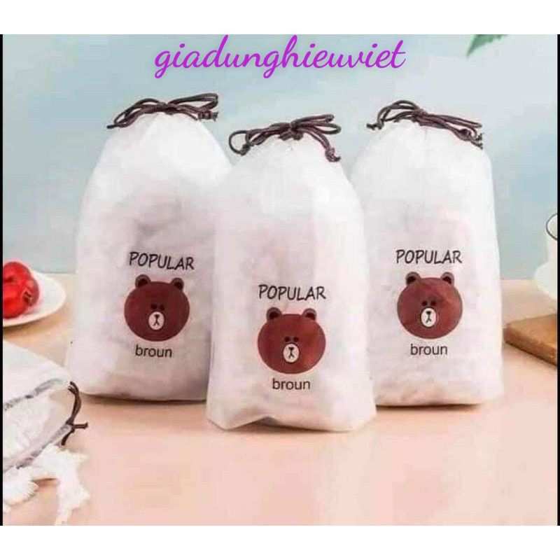 Túi, Màng bọc thực phẩm (bịch 100 cái)có chun co giãn có thể tái s...