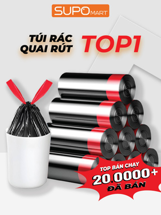 Túi đựng rác có quai rút tiện lợi SUPO MART kích thước 45x50 cm tú...