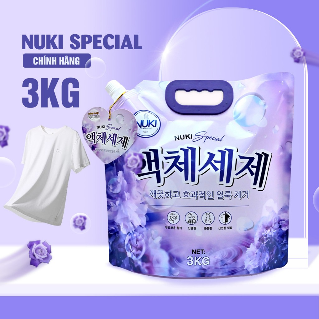 Túi Nước Giặt Xả Hàn Quốc Nuki Special 3kg Hương Nắng Mai Thơm Dịu...