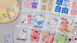 Túi zip nhỏ cute, túi mini lụa mờ có khóa kéo họa tiết hoạt hình d...