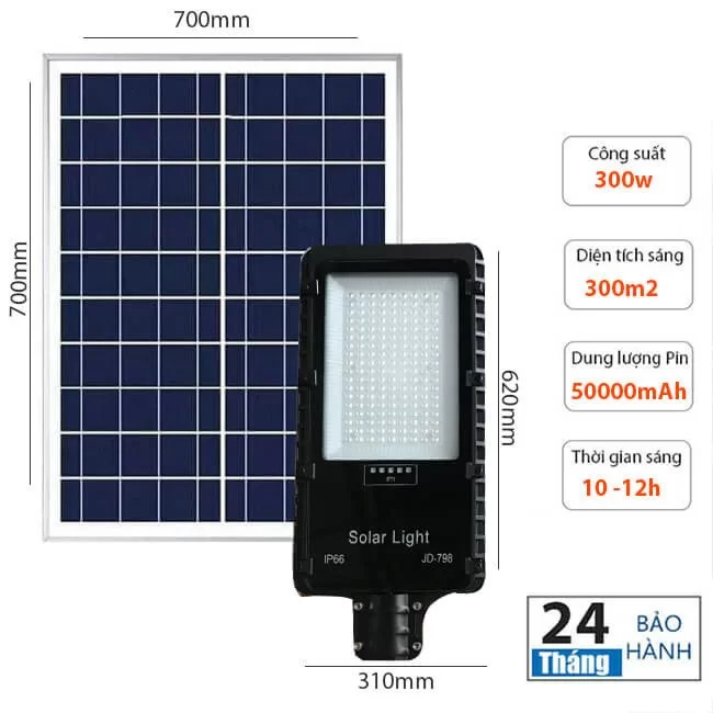 Tuổi thọ đèn pha Led năng lượng mặt trời 300W JD