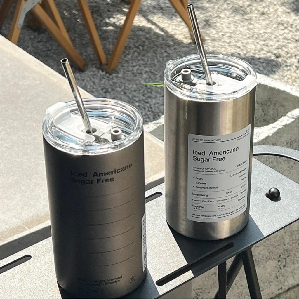 Bình đựng nước giữ nhiệt Iced Americano có ống hút dung tích 600ml...