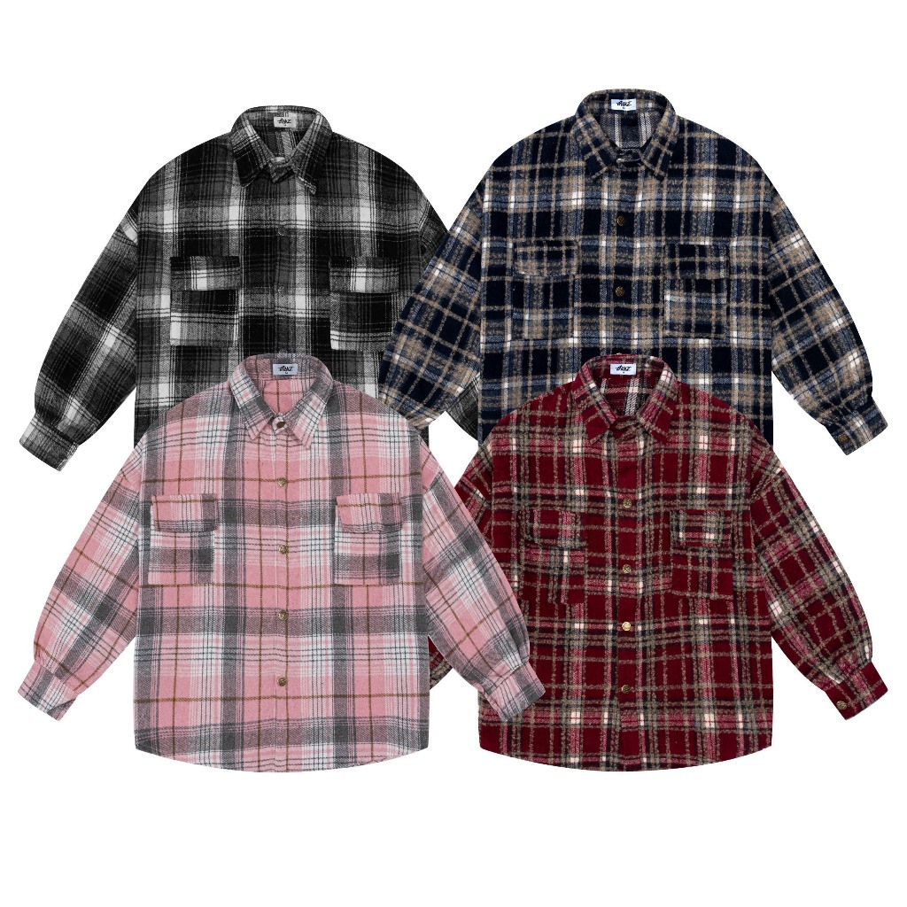 GonzStudio - Áo Sơ Mi Nam Nữ Flannel Sọc Caro Phong Cách Classic C...