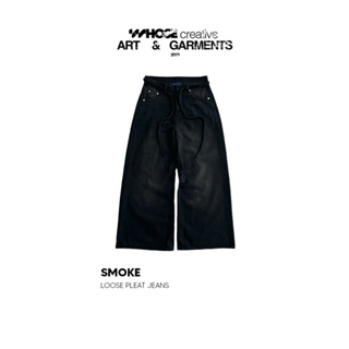 SMOKE LOOSE PLEAT WIDE JEANS - Quần jeans ống rộng form to Menswea...
