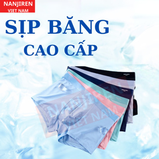 Hộp 4 Quần Sịp Boxer Nam Vải Lụa Băng Thun Lạnh Cao Cấp NANJIREN (...