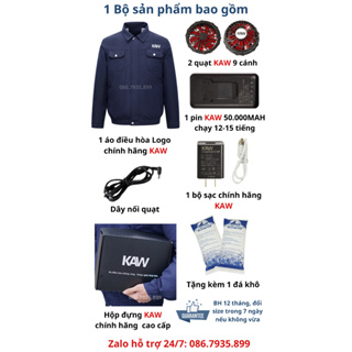 Áo điều hòa KAW Chính Hãng Pin 50.0000mah chạy 10h-15h quạt mát, c...