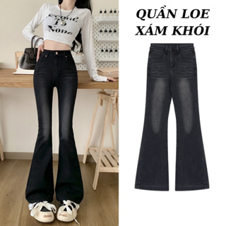 Quần Jean Nữ Ống Loe ĐEN Cạp cao Cá Tính MIAA màu RETRO Chất Demin...